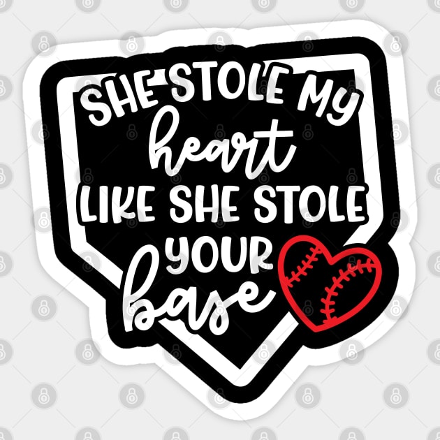 She Stole My Heart Like She Stole Your Base Softball Mom Cute Funny Sticker by GlimmerDesigns